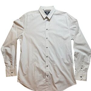Dolce & Gabbana White with Light Gray Pinstripe Dress Shirt George Series